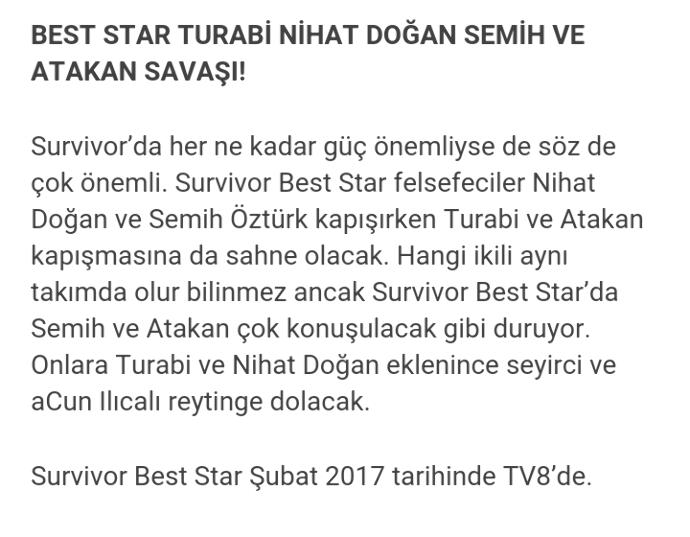 2017 Survivor Best Star Geliyor!
