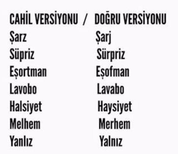 En Çok Yazım Hatası Yapılan Kelimeler