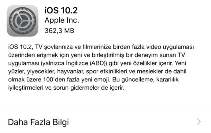 İOS 10.2 Yayında
