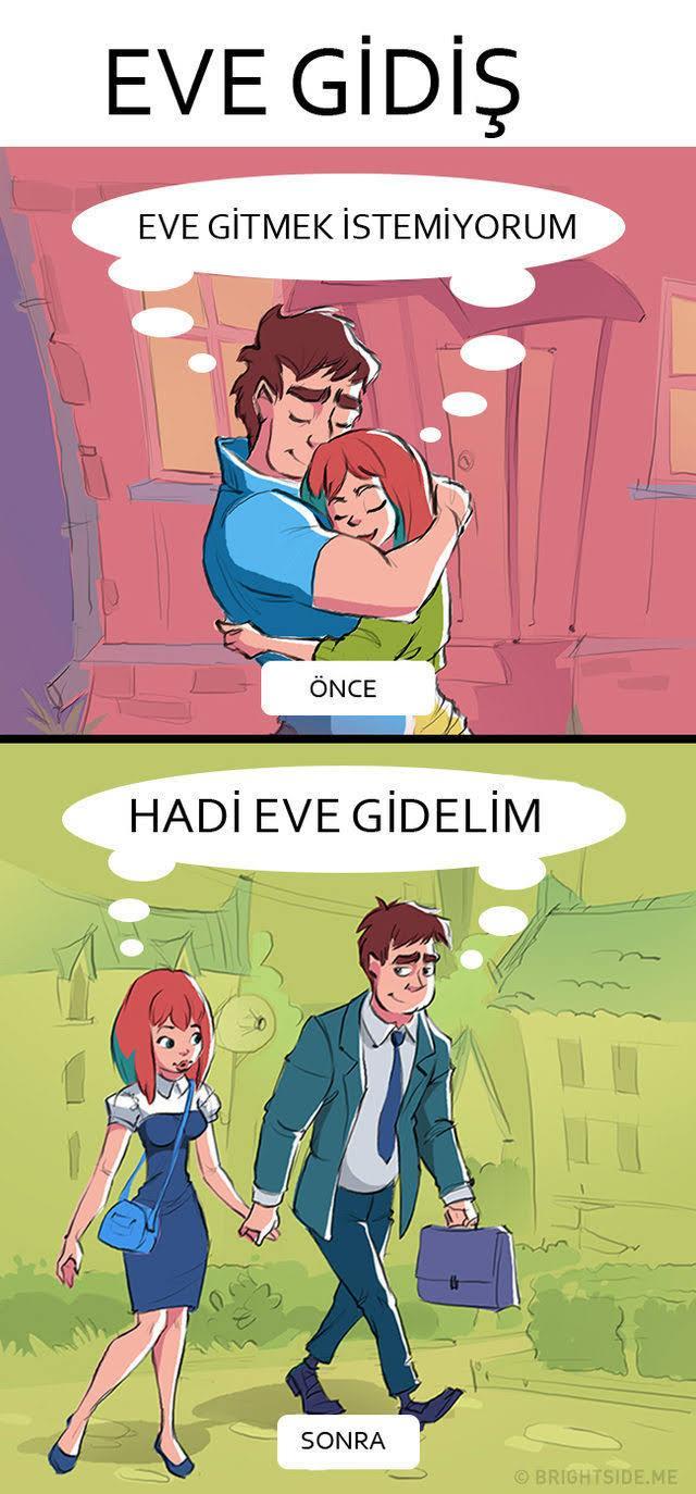Evlenmeden Önce ve Evlendikten Sonra Yaşanılan Şeyleri Çok İyi Yansıtan İllüstrasyonlar
