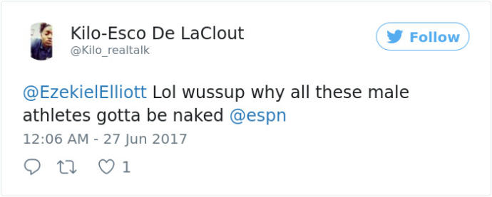 ESPN Magazin Dergisine Soyunan Futbol Yıldızı Zeke Elliott'un Sosyal Medya Üzerinden Aldığı Birbirinden Değişik Tepkiler!