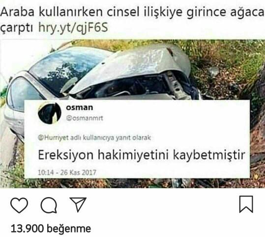 Araba kullanırken hiç ereksiyon hakimiyetini kaybettiğiniz oldu mu 😃😃?