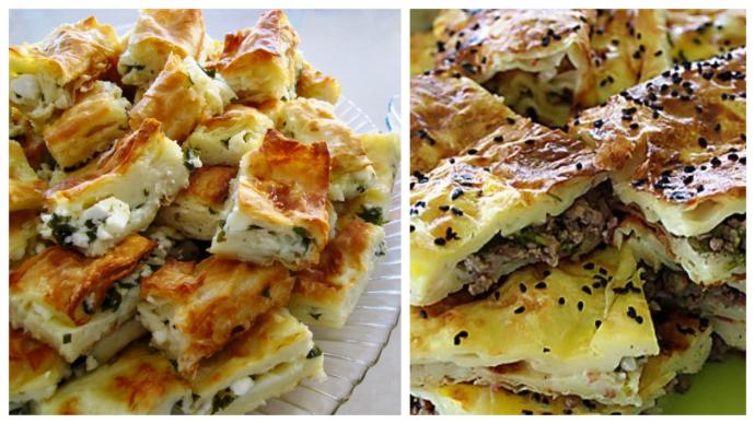 Peynirli, kıymalı su böreği