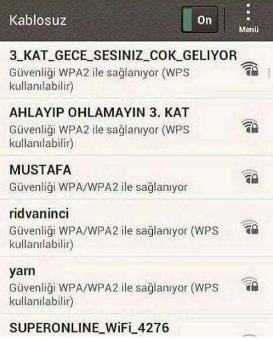 Duyduğunuz en ilginç kablosuz ağ isimleri neler?