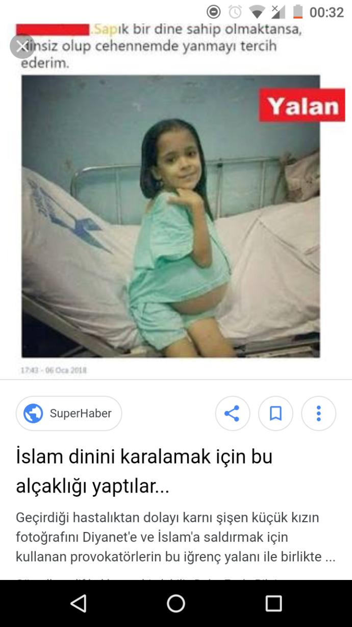 Hastaliktan dolayı küçük kızın karnı sisiyor ve İslam düşmanları yine yalanlarla İslami karalamaya çalışıyorlar tabiki!!
