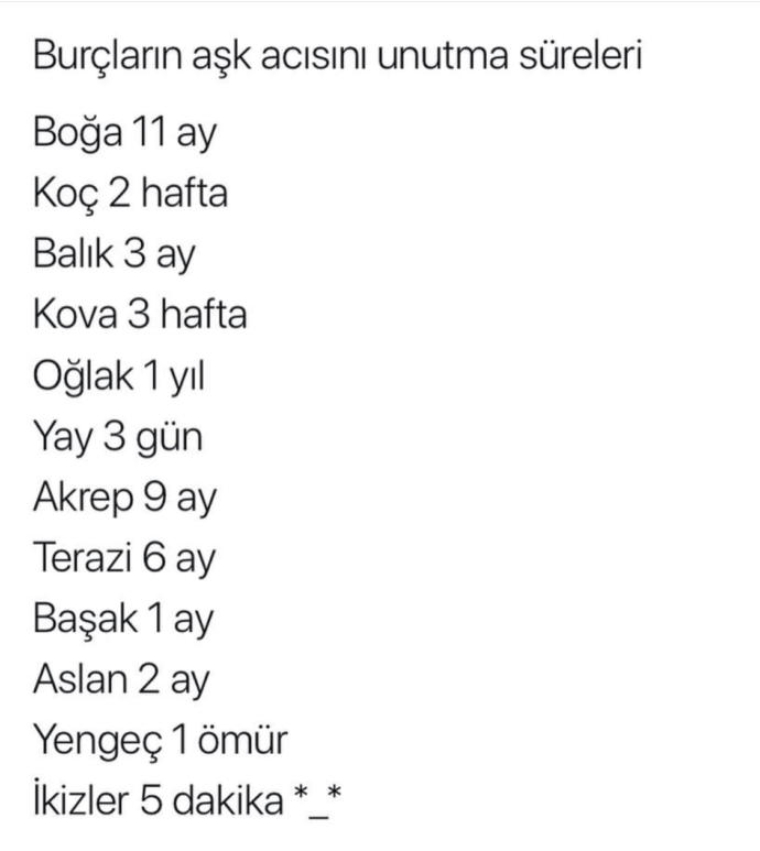 Hangi burç ne kadar sürede unutur?