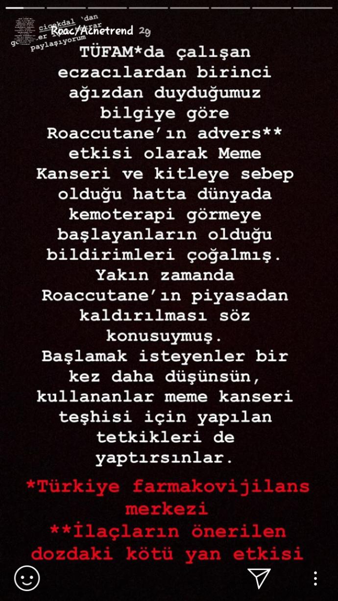 Roaccutane Kullananlar? Roaccutane Meme kanseri yapar mı? Kısırlık yapar mi? Yumurtalıklarda kist oluşumunu tetikler mi?