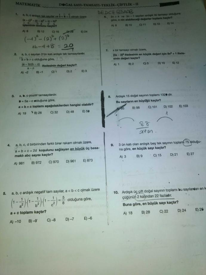 Matematik testi?