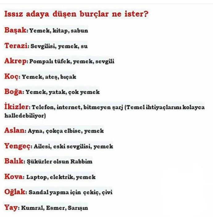 Issız bir adaya düşsiniz bile aklınız nerelerde?😂😂😂?