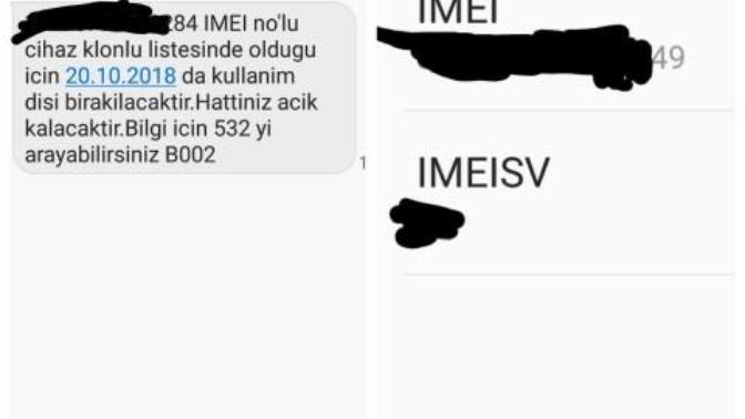 Ne demek bu, bana gelen mesaj ile imei numarının son rakamı farklı?