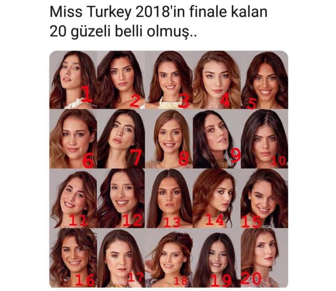 Miss Turkey güzellik yarışmasında finale kalan 20 güzelden favoriniz hangisi?