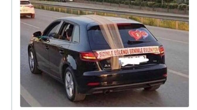 Bir gelin arabasında :"Sizinle eğlendi benimle evleniyor" lafını görseniz ne hissedersiniz ?