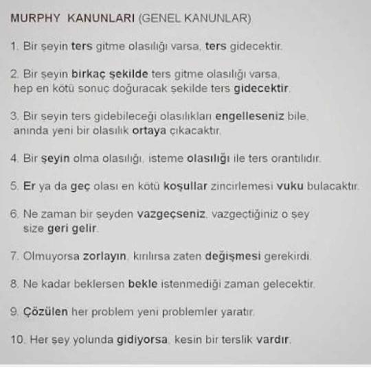 Murphy Kanunları günlük hayatta karşınıza çıkıyor mu?
