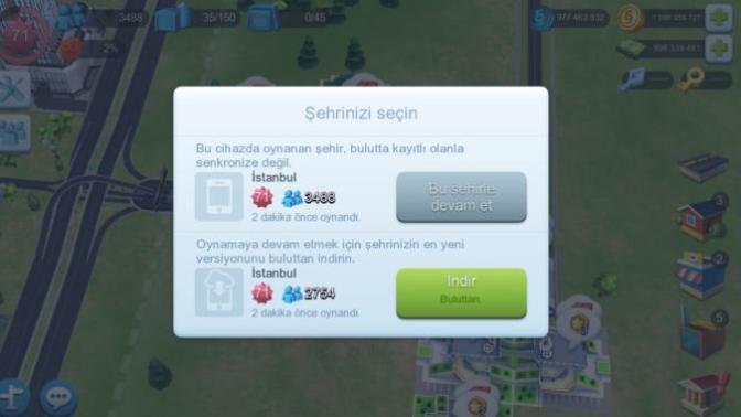 Simcity buildit oyununda hile yaptım. Ama sürekli olarak böyle bir hata veriyor. Nasıl yok edebilirim?