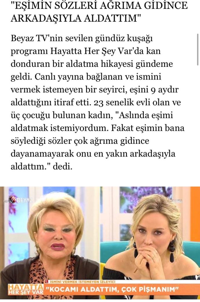 Tv’ye bağlanan Kadın “Kocam Seni sadece yatakta seviyorum deyince onu en yakın Arkadaşıyla aldattım”dedi, ne düşünüyorsunuz?