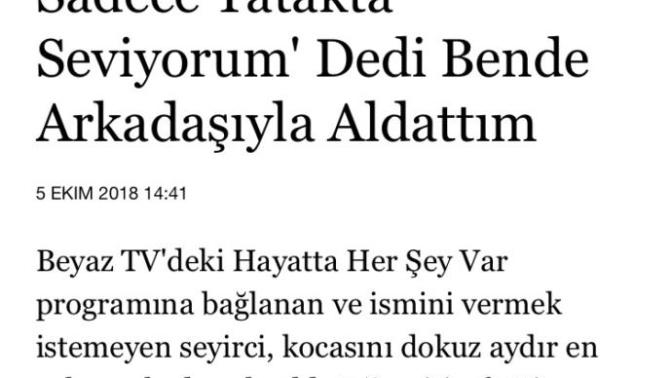 Tv’ye bağlanan Kadın “Kocam Seni sadece yatakta seviyorum deyince onu en yakın Arkadaşıyla aldattım”dedi, ne düşünüyorsunuz?