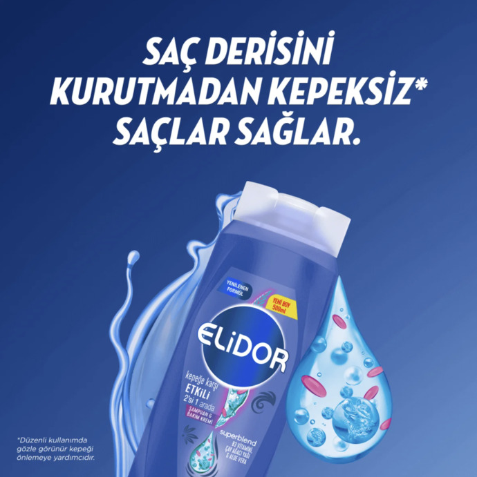 Elidor Kepeğe Karşı Etkili 2'si 1 Arada Şampuan&Bakım Kremi