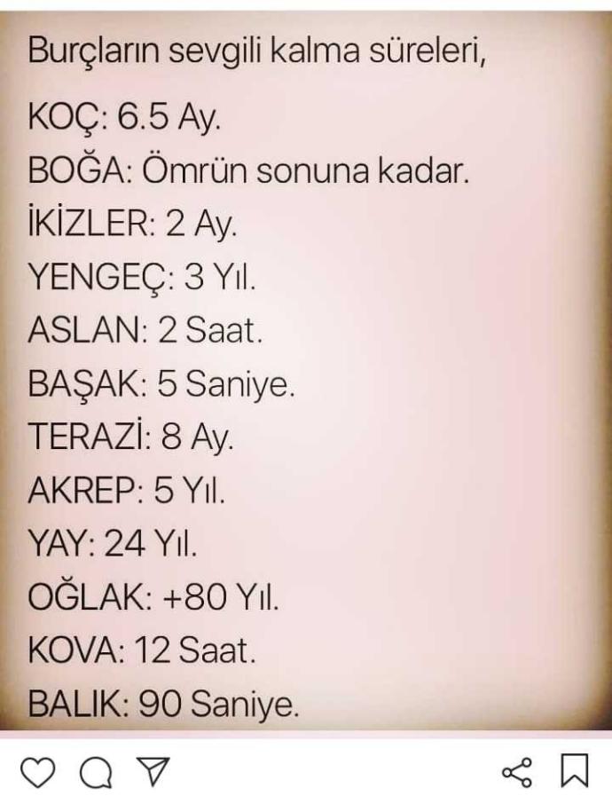 Burçların sevgili kalma süreleri?