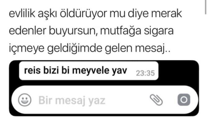 Eşiniz size 'Reis bizi bir meyvele yav ' derse ne yaparsınız?