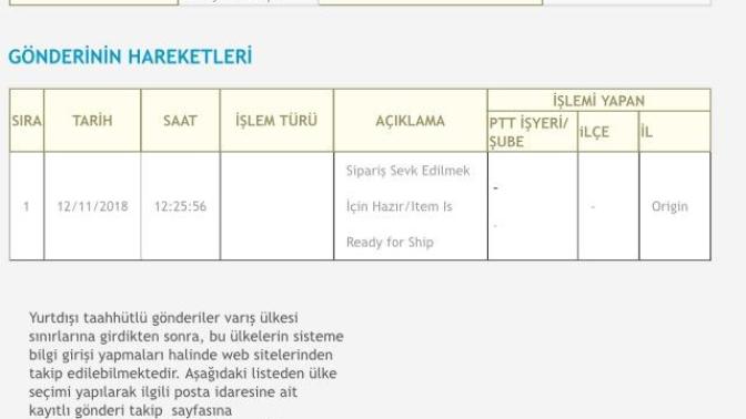 Sipariş Sevk Edilmek İçin Hazır/Item Is Ready for Ship sizce nedir?