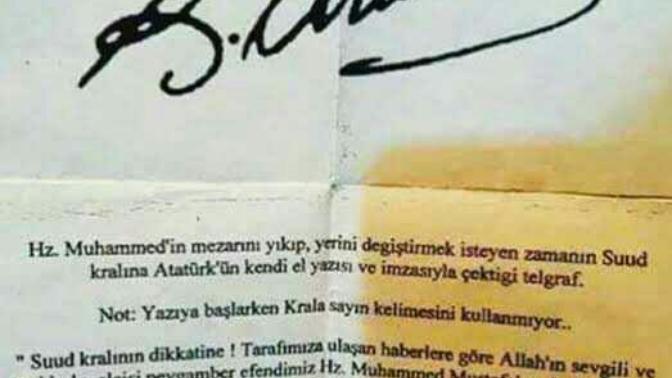 Atatürk'ün Suud Kralına gönderdiği iddia edilen telgraf yalanmıdır?