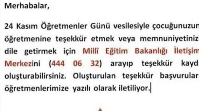 Milli Eğitim Bakanlığını arayıp öğretmenler gününü kutlamak için oluşturulan "teşekkür kaydını" nasıl buldunuz?