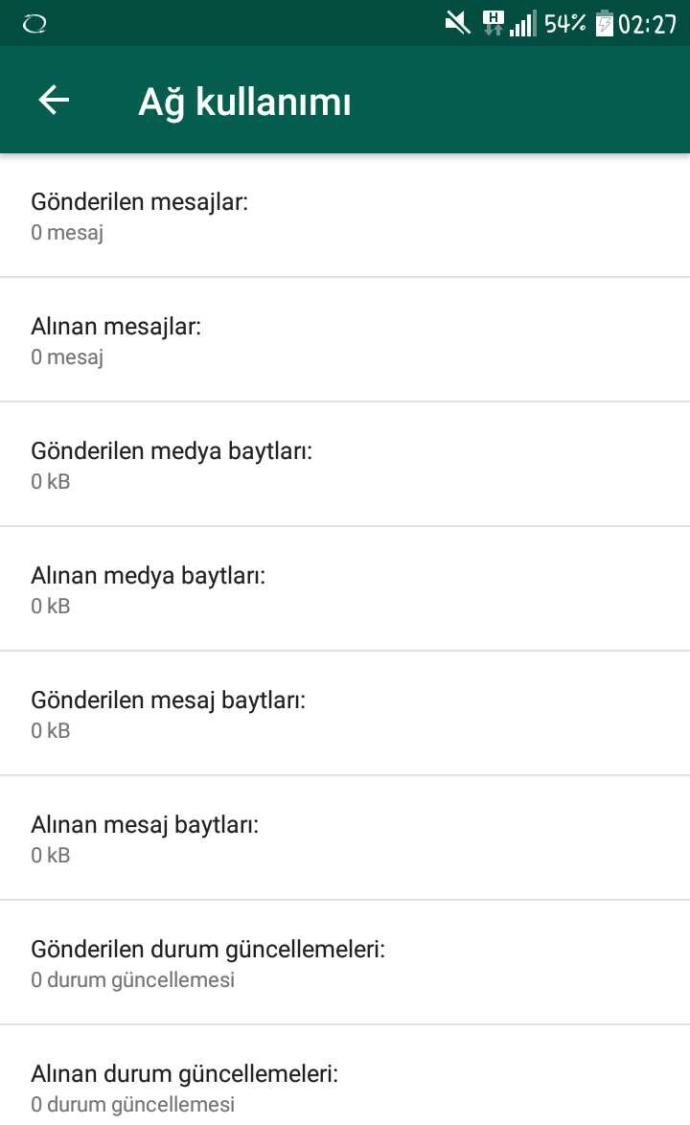 Whatsapp ağ kullanımı kısmının ekran görüntüsünü atar mısınız?