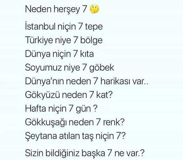 Sizin bildiğiniz başka 7 ne var?