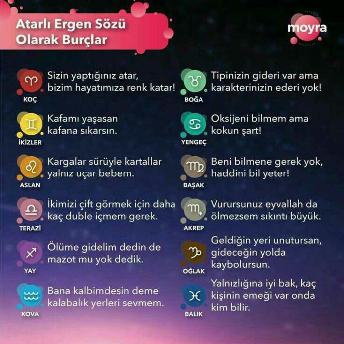 Burçların atarlı ergen sözleri, burcunuz ne?