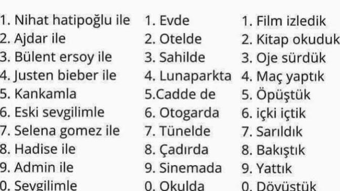 Telefon numaranızın son 3 rakamına göre kiminle nerede ne yaptınız?