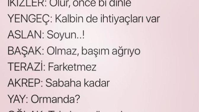 Sevişelim mi? diye sorulunca burçlar nediyormuş =)?
