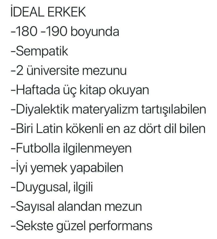 Peki sizin ideal erkek kriteriniz nedir?