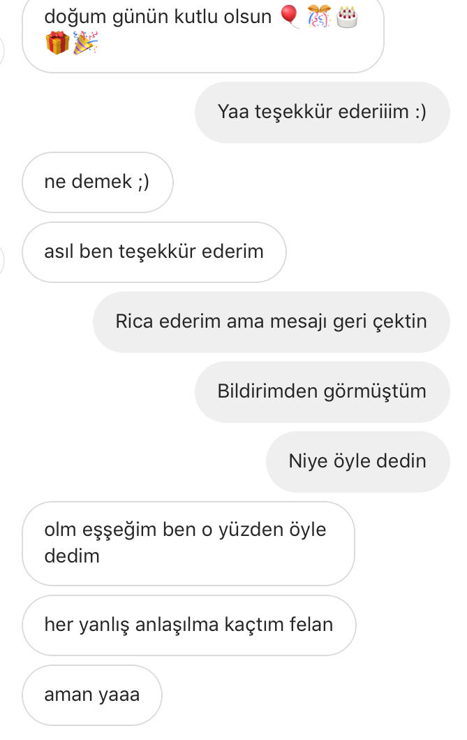 Arkadaşlar dün eski sevgilim doğum günümü kutladı ve böyle dedi sizce pişmanmı nedemek istemiş?