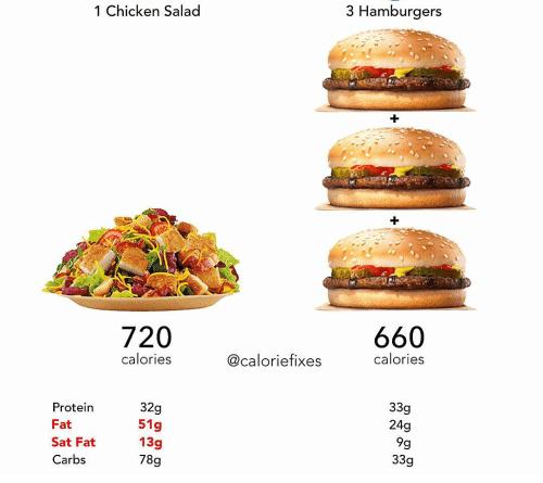 Sizce salata mi daha kalorili yoksa hamburger mi?