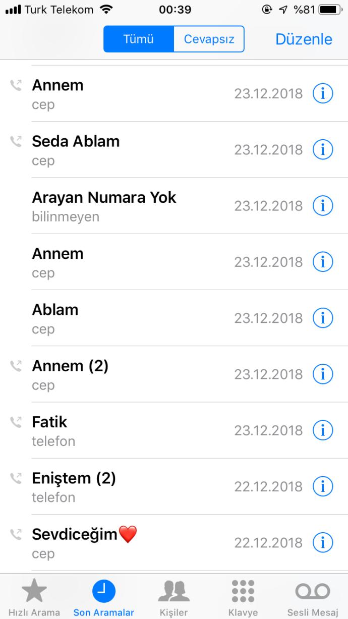 İyi geceler. Gizli Numaradan çok arandınız mı?