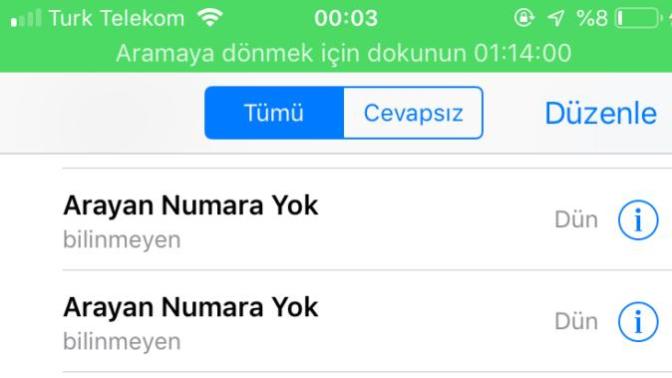 İyi geceler. Gizli Numaradan çok arandınız mı?