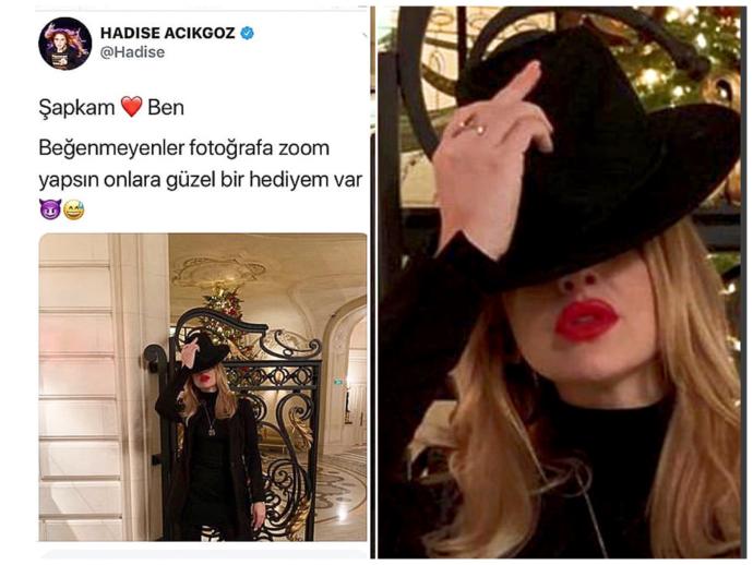 Hadise, şapkasını beğenmeyenelere orta parmak hareketi çekti!!!