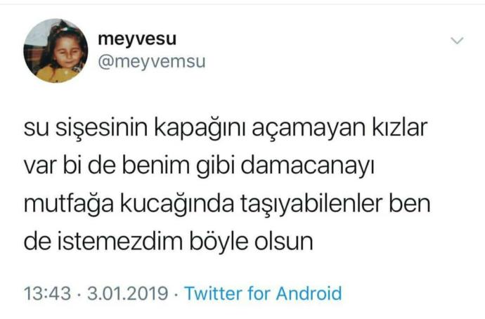 Şu şişesini açamayan kız mı/damacanayı sırtlayan kız mı?