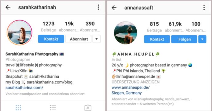 Instagram biyografi