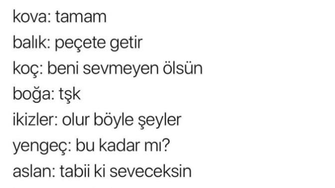 "Seni seviyorum" cümlesine burçların cevapları bu şekilde imiş. Peki, sizin cevabınız ne?