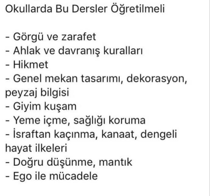 Okullarda öğretilen dersler dışında hangi dersler öğretilmeli?