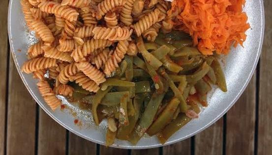 taze fasulye - makarna- salata
