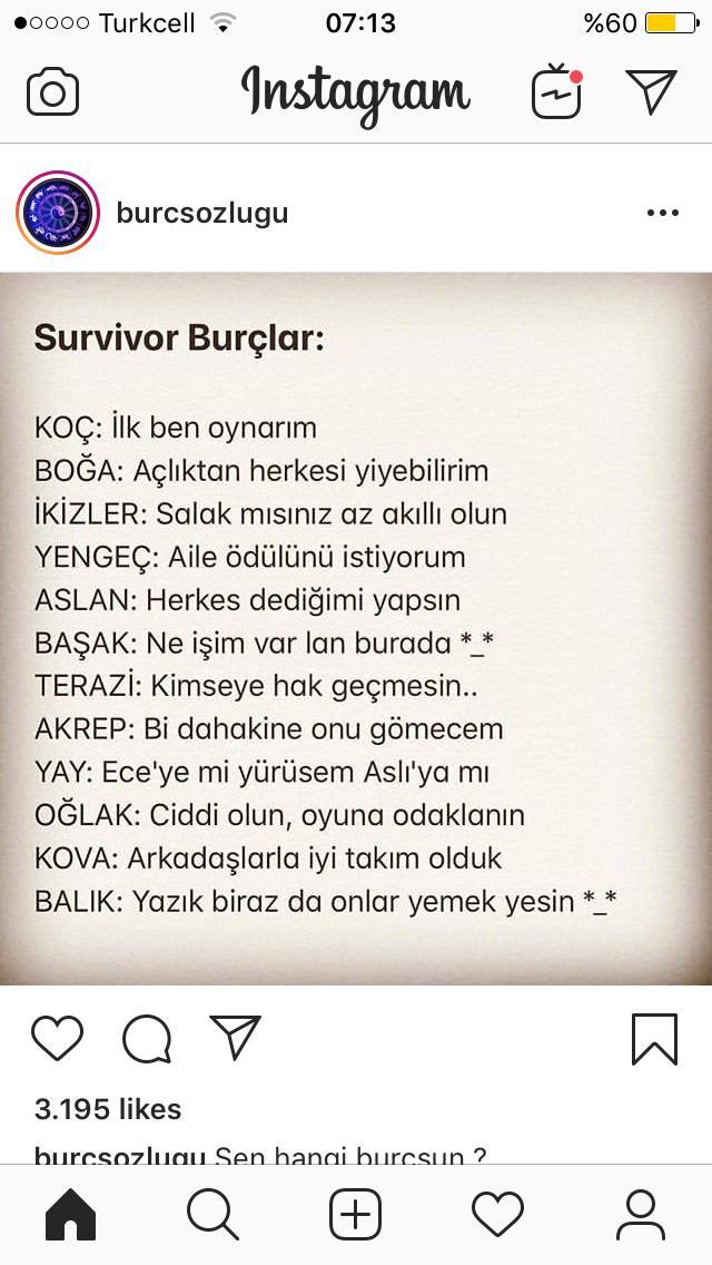 Survivor Burçlar hangi burç senin :)?