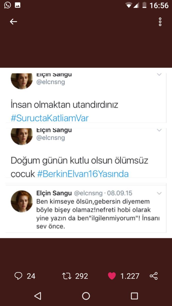 Elçin Sangu'un bu tweetleri hakkında düşünceniz nedir?