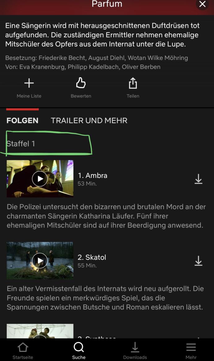 Netflix'teki Perfume dizisinin 2 sezonu veya daha fazla sezonu var mı?