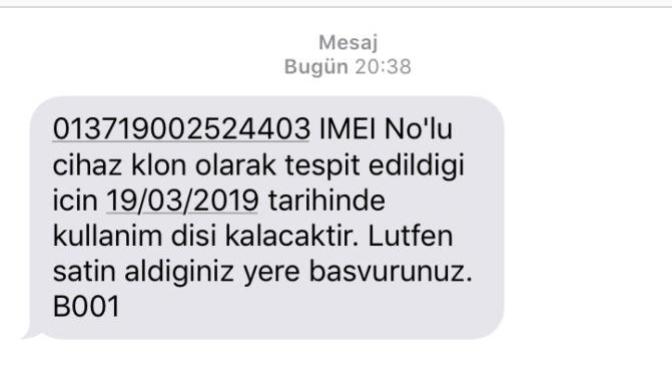Cihaz klon olarak tespit edildi ne anlama gelmektedir?