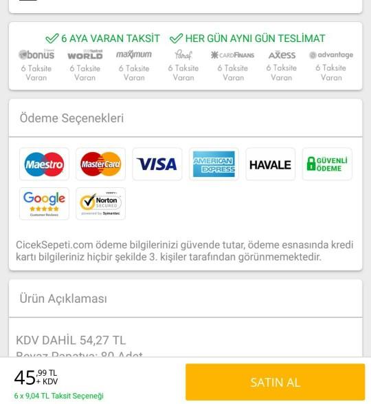 Çiçek sepeti uygulamasında kapıda ödeme  var mı?