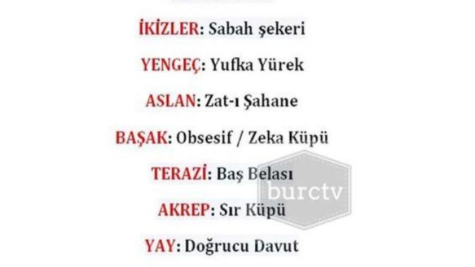 Burçlara uygun lakaplar neelrmiş :)?