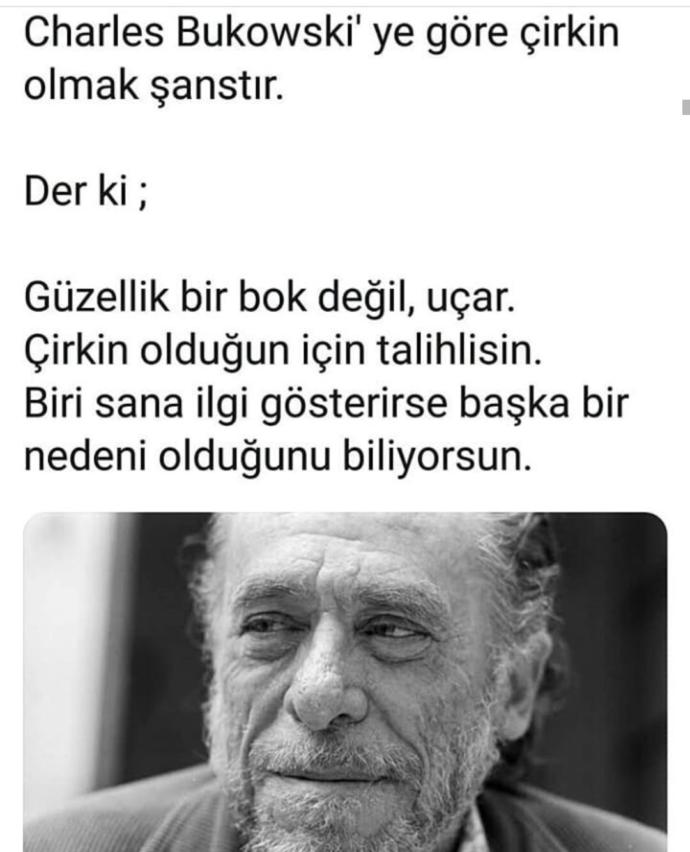 Bukowski'ye göre çirkin olmak şans imiş. Peki, sizce çirkin olmak bir şans mıdır yoksa şanssızlığın ta kendisi midir?