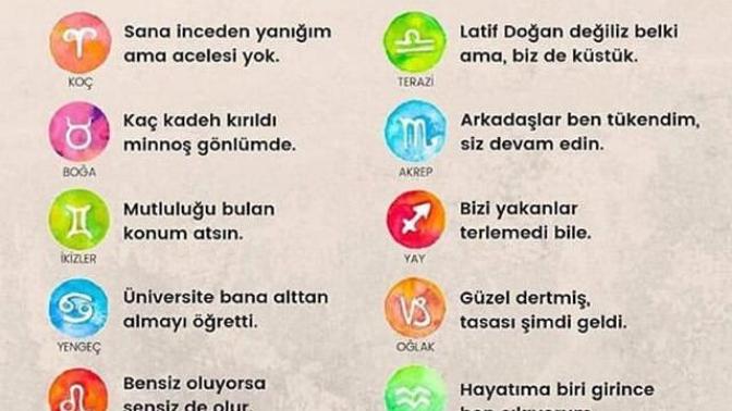 Burçlara göre duvar yazıları nelermiş :)?